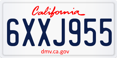 CA license plate 6XXJ955