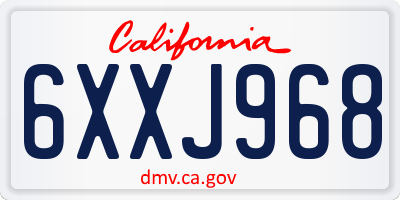 CA license plate 6XXJ968