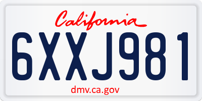 CA license plate 6XXJ981