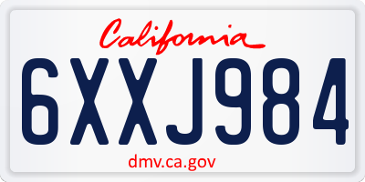 CA license plate 6XXJ984