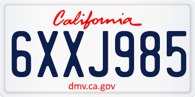 CA license plate 6XXJ985