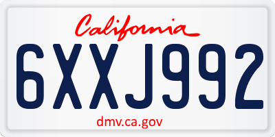 CA license plate 6XXJ992