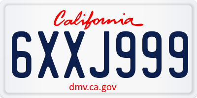 CA license plate 6XXJ999
