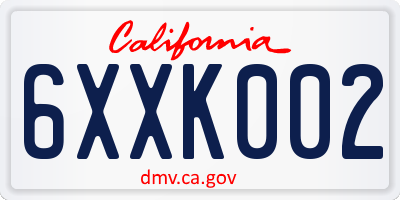 CA license plate 6XXK002