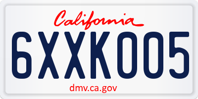 CA license plate 6XXK005