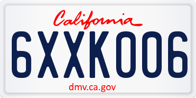 CA license plate 6XXK006