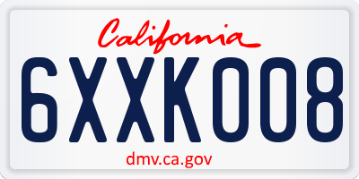 CA license plate 6XXK008