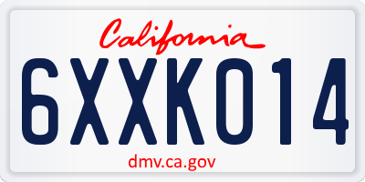 CA license plate 6XXK014