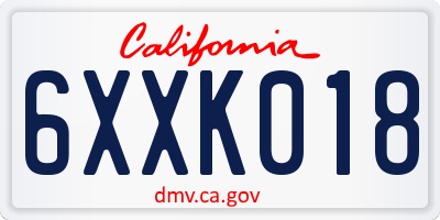 CA license plate 6XXK018