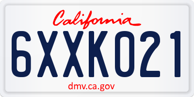 CA license plate 6XXK021