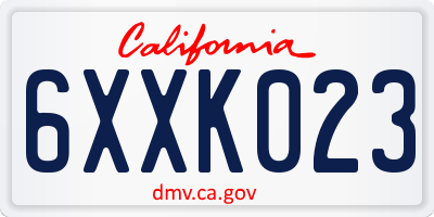 CA license plate 6XXK023