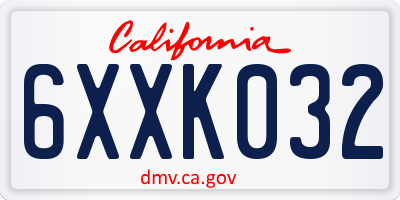CA license plate 6XXK032