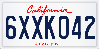 CA license plate 6XXK042