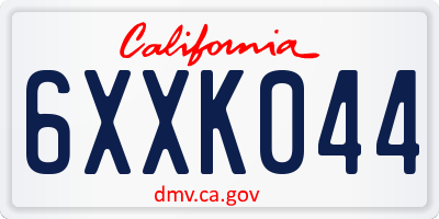 CA license plate 6XXK044