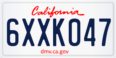 CA license plate 6XXK047