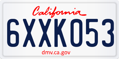 CA license plate 6XXK053