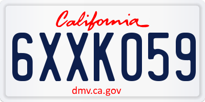 CA license plate 6XXK059