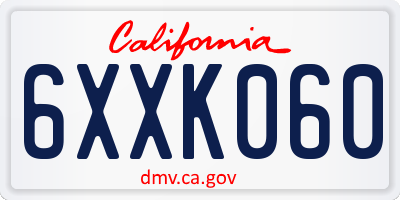 CA license plate 6XXK060