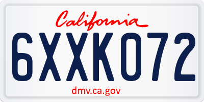 CA license plate 6XXK072