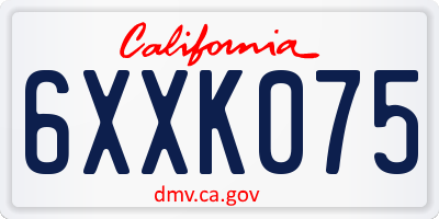 CA license plate 6XXK075
