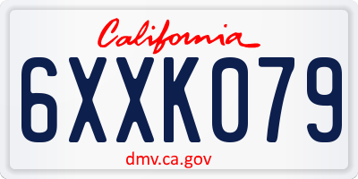 CA license plate 6XXK079
