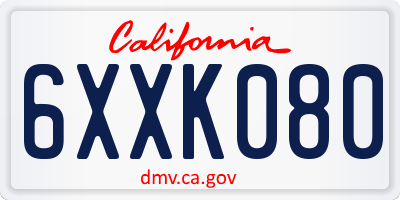 CA license plate 6XXK080
