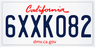 CA license plate 6XXK082