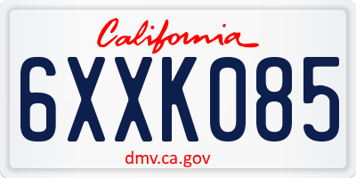 CA license plate 6XXK085
