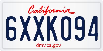CA license plate 6XXK094