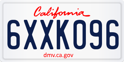 CA license plate 6XXK096