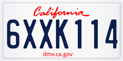 CA license plate 6XXK114