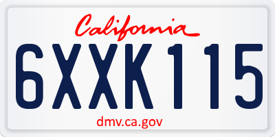 CA license plate 6XXK115