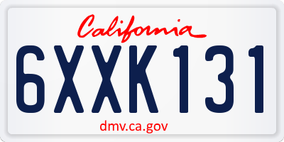 CA license plate 6XXK131