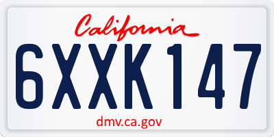 CA license plate 6XXK147