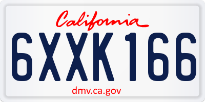 CA license plate 6XXK166