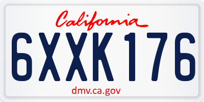 CA license plate 6XXK176