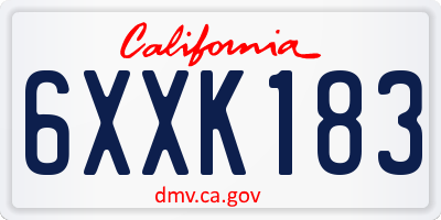 CA license plate 6XXK183