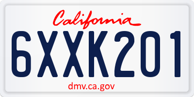 CA license plate 6XXK201