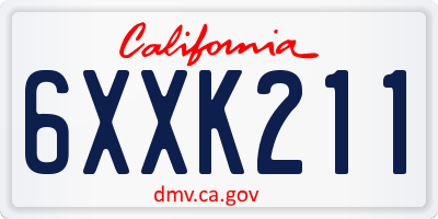 CA license plate 6XXK211