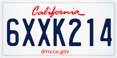 CA license plate 6XXK214