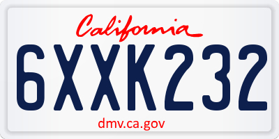 CA license plate 6XXK232