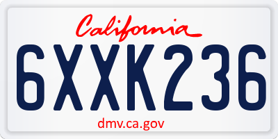 CA license plate 6XXK236