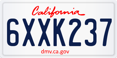 CA license plate 6XXK237