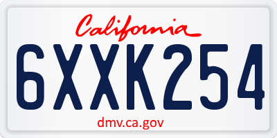 CA license plate 6XXK254