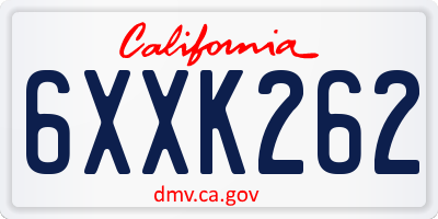CA license plate 6XXK262
