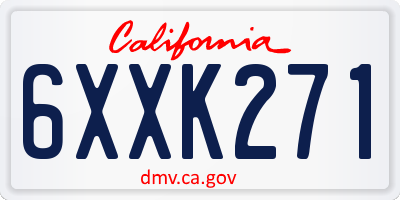 CA license plate 6XXK271