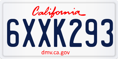 CA license plate 6XXK293