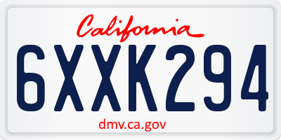 CA license plate 6XXK294