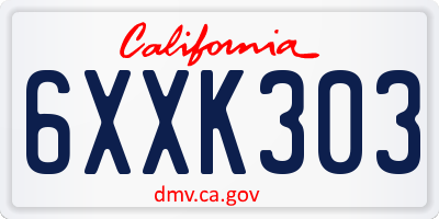 CA license plate 6XXK303