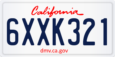 CA license plate 6XXK321